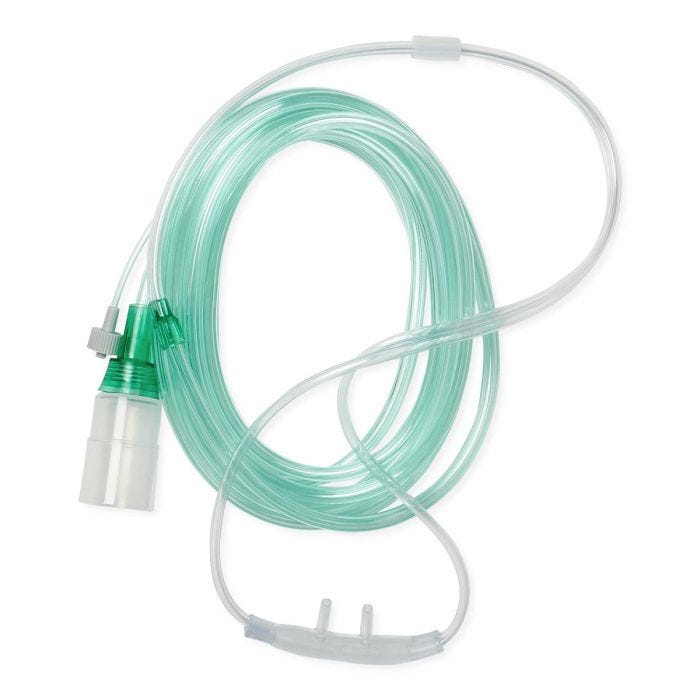 Cannula, 7 ft O2 Supply Tubing, 7" CO2 Sampling Line, Male Luer Connector, 25/cs Cannula, 7 ft O2 Supply Tubing, 7" CO2 Sampling Line, Male Luer Connector, 25/cs