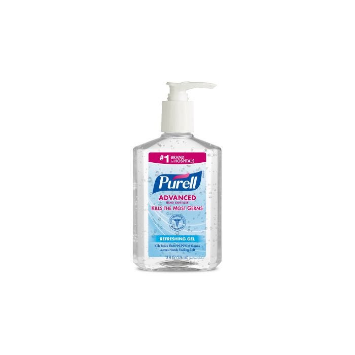 Front view of 8 oz. Pump Bottle of Purell Advanced Hand Sanitizer Gel