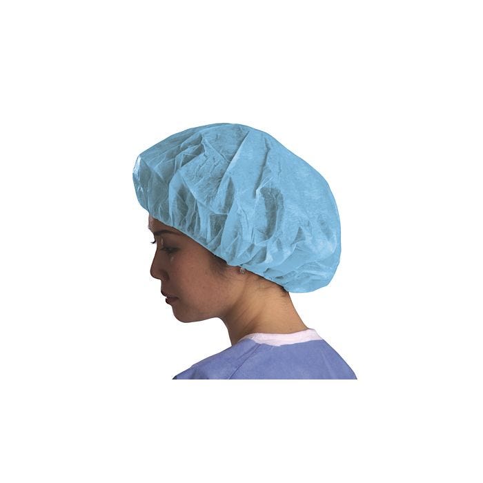 Front view of box of 100 Bouffant Cap Headcovers Front view of box of 100 Bouffant Cap Headcovers