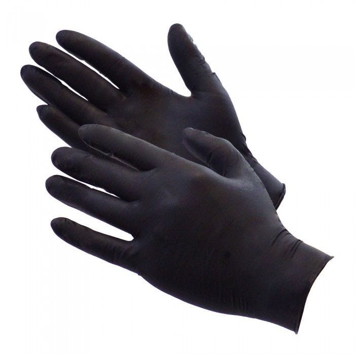 Front view of Black Nitrile Gloves Front view of Black Nitrile Gloves