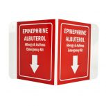 Allergy Emergency Kit 3D Epinephrine/Albuterol Combined Wall Sign W/Arrow