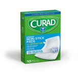 Curad Non Stick Pad with Adhesive 3"x4", 10/box
