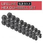 Lifeline Hex Rubber Dumbbell Fitness Training Weight Set