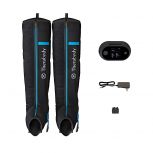 two therabody recoveryair gen3 pro compression boots with recoveryair pro pump, dc power adapter, and blocker plug