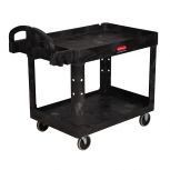 Rubbermaid Heavy Duty Utility Cart with Tray Top, Black 