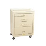 3-Drawer Cart with Top Drawer Key Lock, Beige