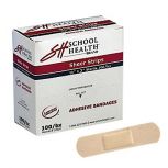 School Health Adhesive Bandages, Sheer, 1" X 3" 100/Box