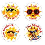 Sun Safe Stickers 2" Assorted, 100/Roll