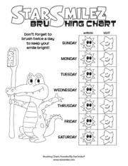 Black and White Brushing Chart and Coloring Sheet