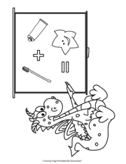 Toothbrush Plus Toothpaste Equals a Bright Smile Coloring Sheet