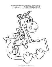 Dragon with Toothpaste Coloring Sheet