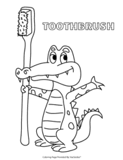 Gator with a Toothbrush Coloring Sheet